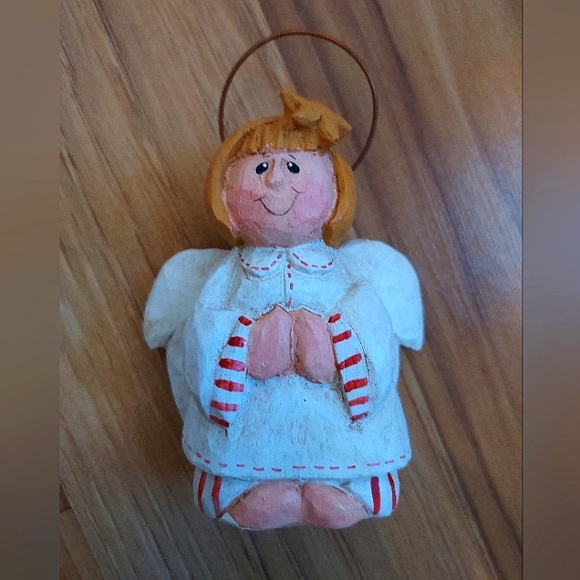 Vintage Midwest of Cannon Falls Wood Folk Art Angel With Halo by Eddie Walker - Picture 1 of 7